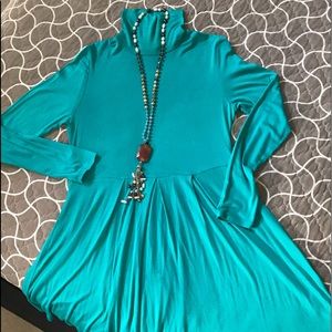 Teal tunic turtleneck